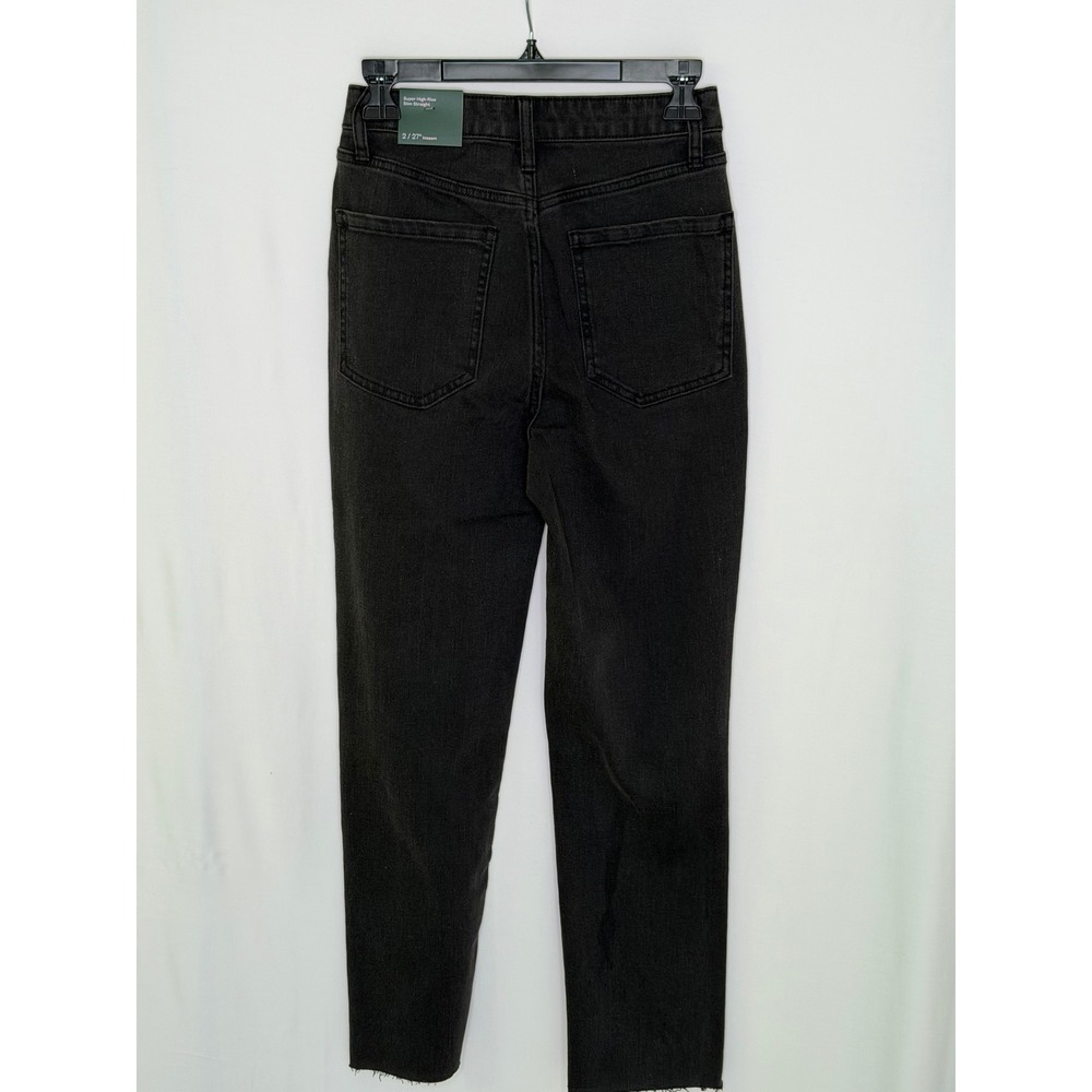 Wild Fable Super High-Rise Slim Straight Distressed Black Jeans Sz 2 -27" Inseam - Picture 4 of 5
